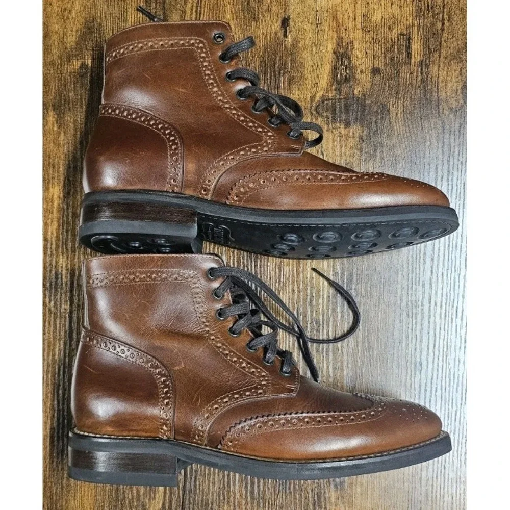 Thursday Boot Company Leather Wingtip Boots Men‎ Size 7 Brown Preppy Academia